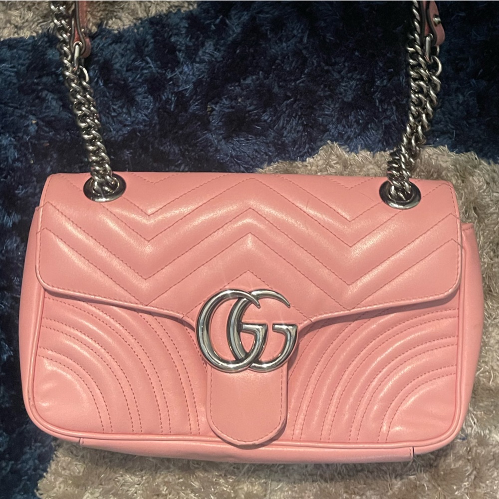 Pink GG Marmont small shoulder bag